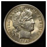 1916 BARBER DIME GEM BU