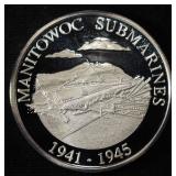 MANITOWOC SUBMARINES 1 OZ .999 SILVER ROUND