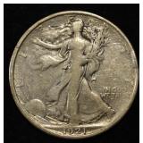 1921-S WALKING LIBERTY HALF DOLLAR VF