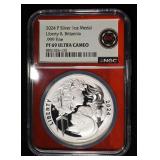 2024-P LIB & BRIT 1 OZ .999 SILVER NGC PF69 UCAM
