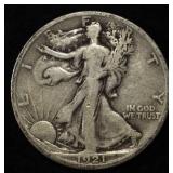 1921-S WALKING LIBERTY HALF DOLLAR FINE
