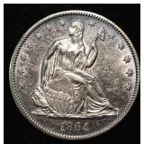 1864 SEATED LIBERTY HALF DOLLAR BU