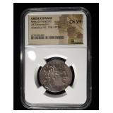138-129 BC ANTIOCHUS VII AR TETRADRACHM NGC CH VF