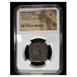 APOLLODOTUS I c.180-160 BC AE24 SQUARE NGC F