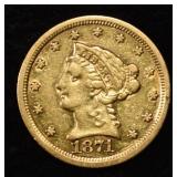 1871-S LIBERTY GOLD $2.5 AU/BU