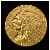 1913 INDIAN GOLD $2.5 CH BU