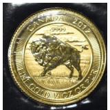2017 CANADA 1/4 OZ GOLD BUFFALO .9999 FINE