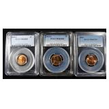 1950-S, 54-S, 55 LINCOLN CENTS PCGS MS65 & 66 RD