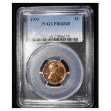 1953 LINCOLN CENT PCGS PR-66 RD