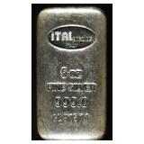 ITALPREZIOSI 5 OZ .999 SILVER BAR