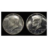 (2) 90% SILVER 1964 KENNEDY HALF DOLLARS PROOF BU