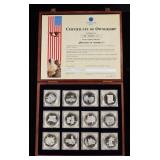 (12) LIBERIA $20 HISTORY OF AMERICA  .999 SILVER
