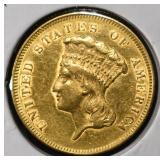 1857 $3 PRINCESS GOLD BU