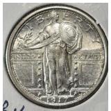 1917 T1 STANDING LIBERTY QUARTER CH BU SHARP