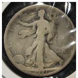 1921-S WALKING LIBERTY HALF DOLLAR VG