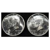 (2) 90% SILVER 1964 KENNEDY HALF DOLLARS PROOF BU