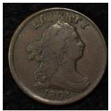 1808 DRAPED BUST HALF CENT XF