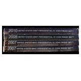 2008, 2010 & (2) 2007 PRESIDENTAL $1 PROOF SETS