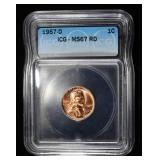 1957-D WHEAT CENT ICG MS67RD