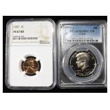(2) GRADED COINS
