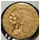 1914 $2.5 INDIAN GOLD BU