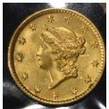 1853 $1 TYPE1 GOLD GEM BU