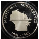 MANITOWOC SUBMARINES 1 OZ .999 SILVER ROUND