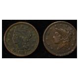 1847 & 1838 BRAIDED HAIR LARGE CENTS