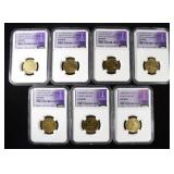 (7) BRASS 23MM NAMCO ARCADE TOKENS GENUINE NGC