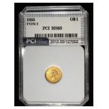1855 $1 TYPE2 GOLD PCI CH BU