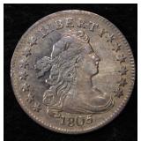1805 DRAPED BUST DIME CHOICE ORIG AU/UNC