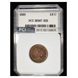 1853 BRAIDED HAIR HALF CENT PCI SUPERB GEM BU RB