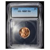 1955 WHEAT CENT ICG MS67RD