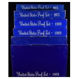 UNITED STATES PROOF SETS (2)1968, (2)1969, (2)1971