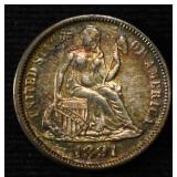 1891 SEATED LIBERTY DIME AU/BU
