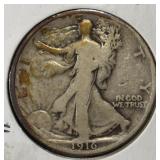 1916 WALKING LIBERTY HALF DOLLAR VG/F