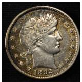 1892 BARBER QUARTER AU