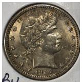 1914 BARBER QUARTER CH BU LIGHT OLD CLEANING