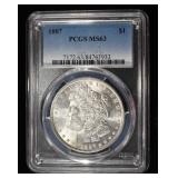 1887 MORGAN DOLLAR PCGS MS-63
