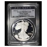 2024-S AMERICAN SILVER EAGLE PCGS PR70 DCAM AR