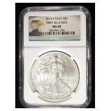 2014 AMERICAN SILVER EAGLE NGC MS69 FR