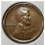 1921 WHEAT CENT BU