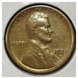1921-S WHEAT CENT AU