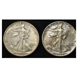 1936 XF & 1939-S AU WALKING LIBERTY HALVES