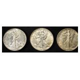 (2) 1941-S & 1944 WALKING LIBERTY HALVES AU