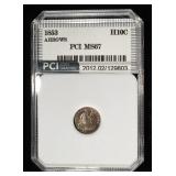 1853 LIBERTY SEATED HALF DIME PCI SUPERB GEM BU