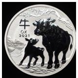 2021 LUNAR YEAR OF THE  OX 1 OZ .999 SILVER ROUND