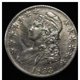 1833 CAPPED BUST HALF DOLLAR SHARP BU