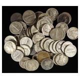 (50) MERCURY DIMES 90% SILVER