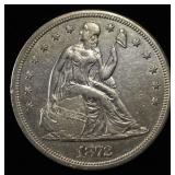 1872-S SEATED LIBERTY DOLLAR CH AU